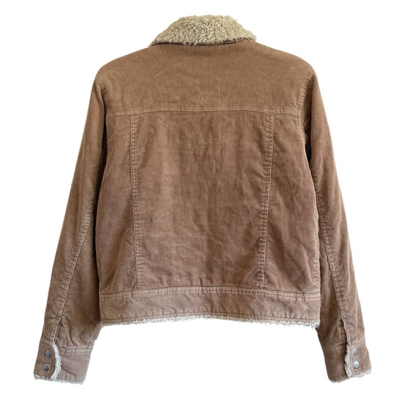 Y2K 2000s Gilmore girls Sherpa corduroy jacket button quilted interior fur trim - Picture 2 of 11